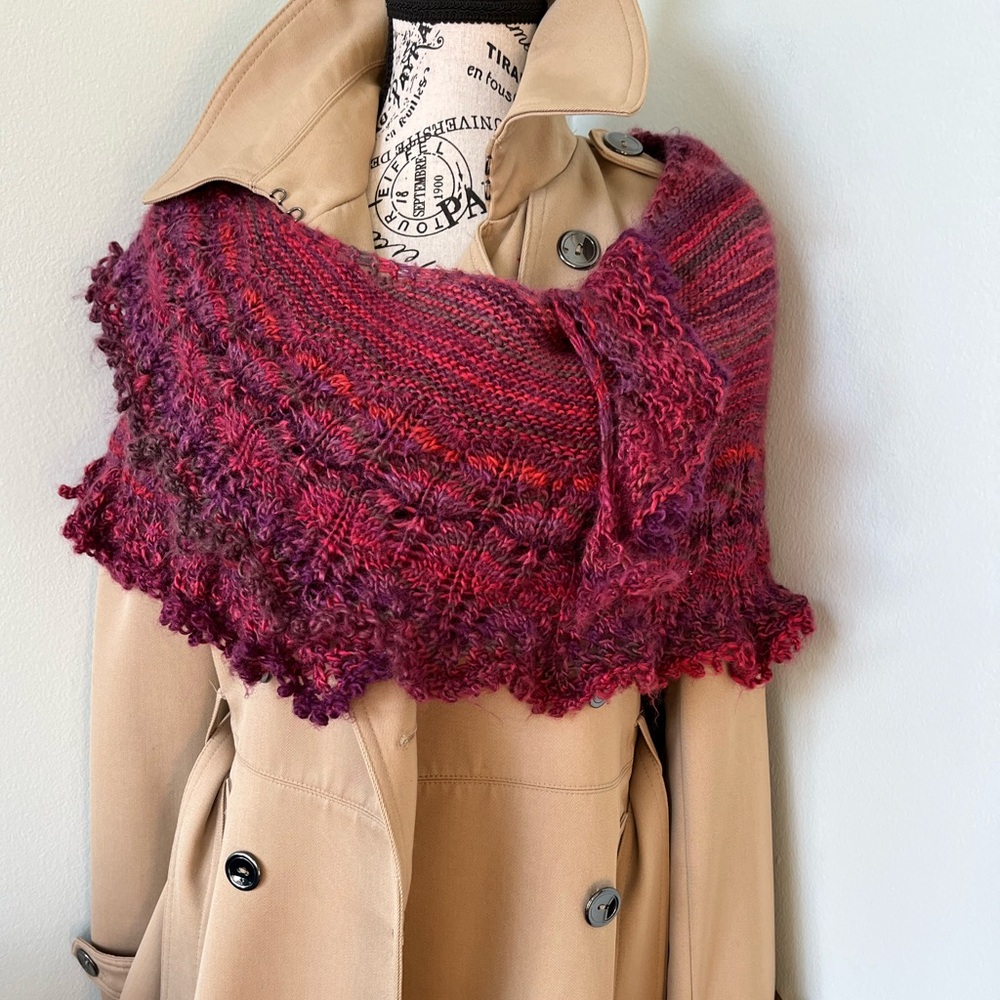 Elegant Burgundy Knit Wrap - Picture 12 of 15
